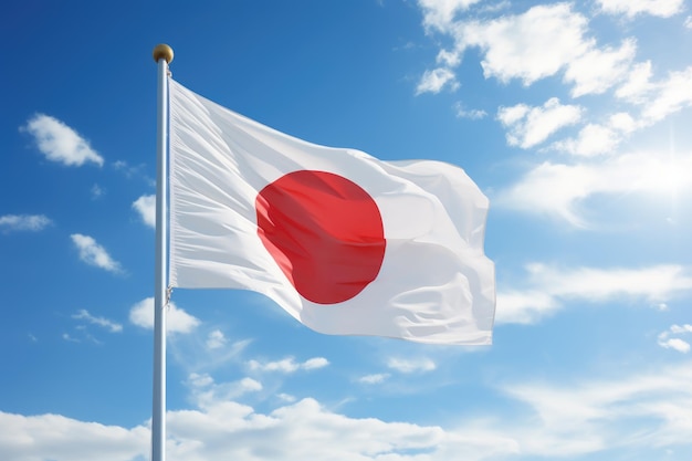 Japanische Flagge weht an einem Fahnenmast