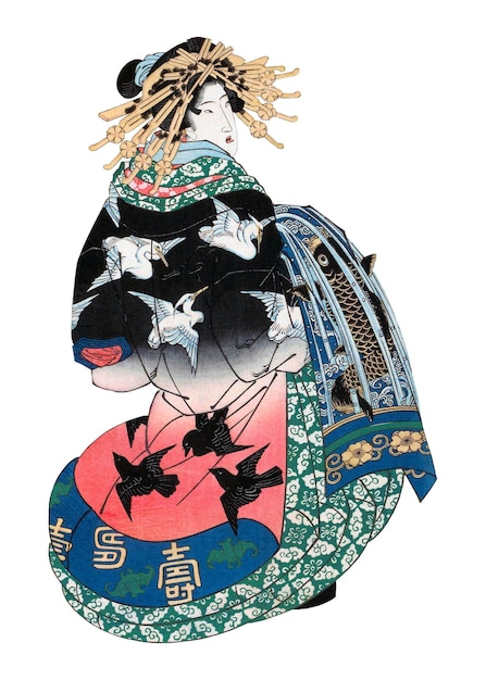 Japanische Frau png auf durchsichtigem Hintergrund Remastered von rawpixel