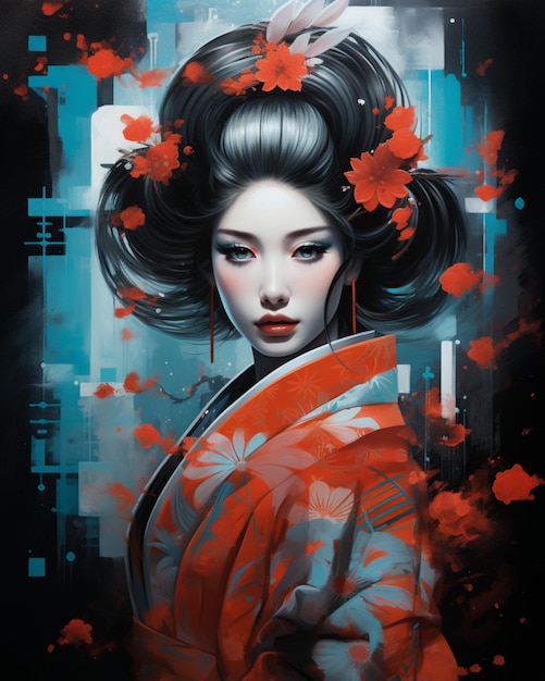 Foto japanische geisha-samurai