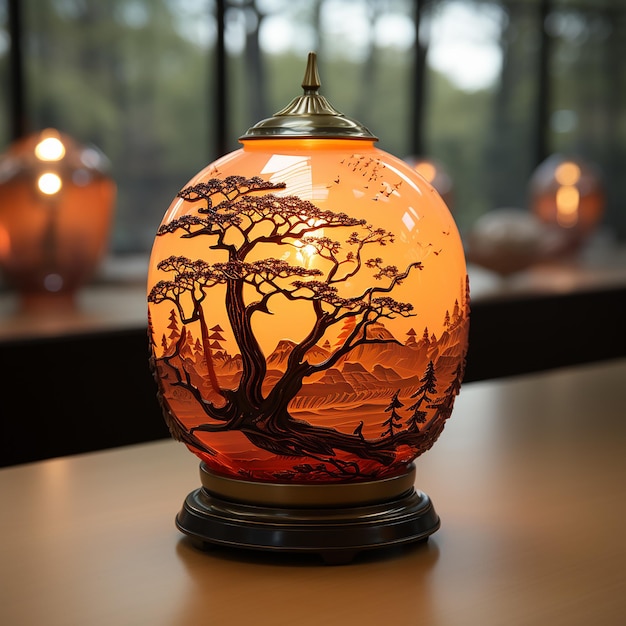 Japanische Lampe ist orangefarben