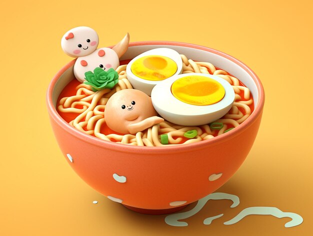 Japanische Ramen-Nudel-Illustration im Cartoon-Stil, AI generiert