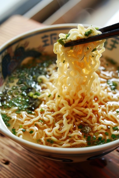 japanische Ramen-Nudeln in Suppe