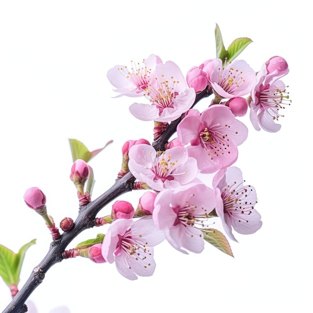 japanische Sakura-Kirschblüten weißer Hintergrund