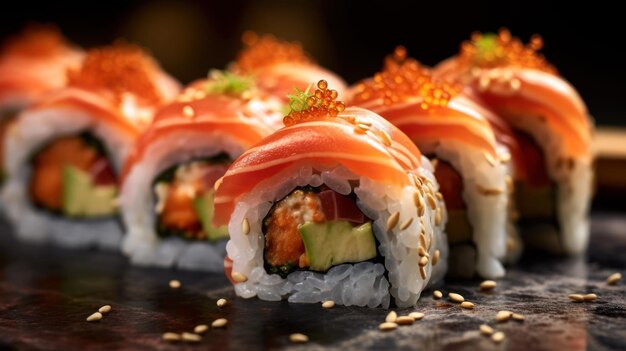 Japanische Sushi und Rollen Generative KI