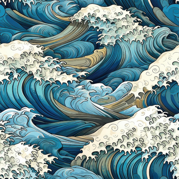 japanische wellenmusterillustrationtraditioneller orientalischer minimalistischer japanischer stil
