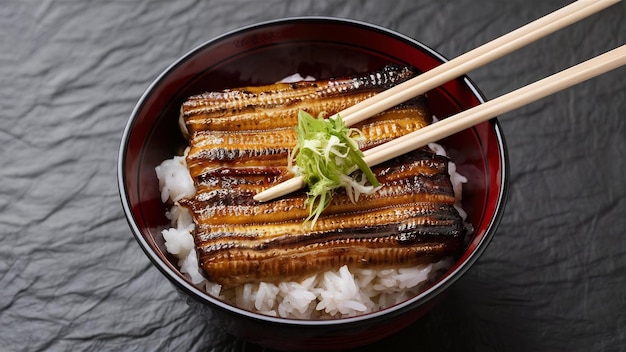 Japanischer Aal gegrillt mit Reisschüssel oder Unagi don japanischer Speiseart