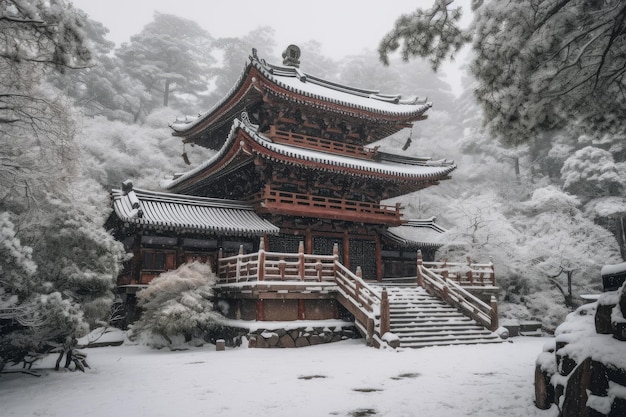 Japanischer Tempel Alte Tourismuskultur Generieren Sie Ai