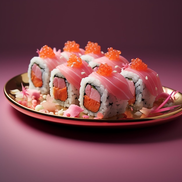 japanisches Essen Sushi moderne kühle Farben Fisch Meeresnahrung Lachs Reis frisch lecker