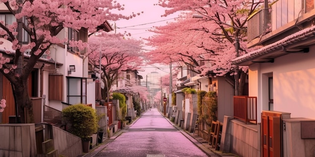 Foto japanisches haus mit sakurablüten