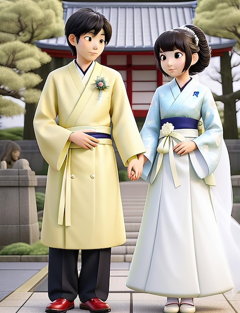 Japanisches junges Paar heiratet