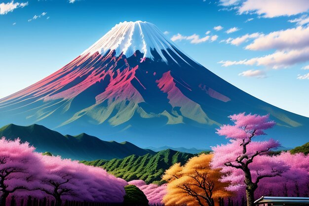 Foto japans nationales symbol, sehenswürdigkeiten, der berg fuji, repräsentatives wahrzeichen, wunderschöner berg