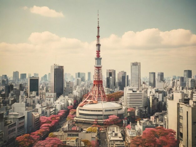 Foto japão tokyo cityscape imagem filtrada processado efeito vintage