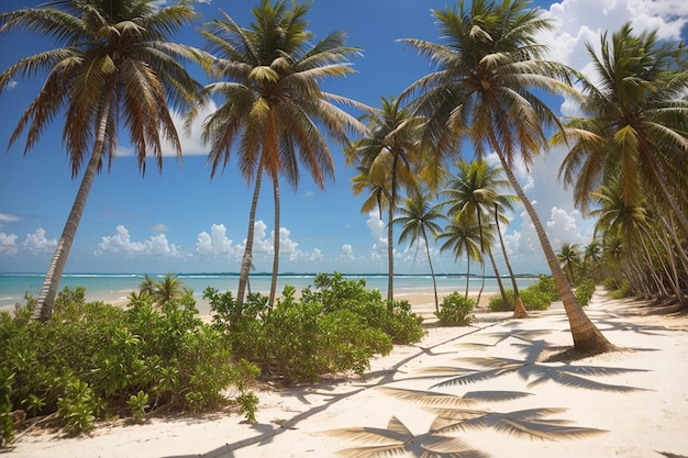Japaratinga praia maragogi alagoas brasil cocô árvores na praia pacífica e bonita