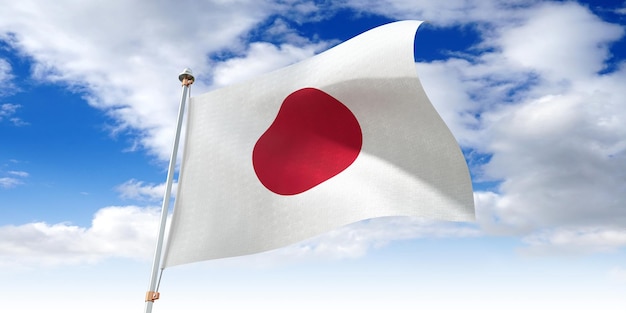 Japón ondeando la bandera ilustración 3D