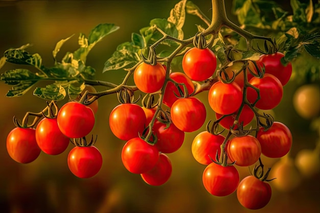 Jardim com tomates vermelhos IA generativa