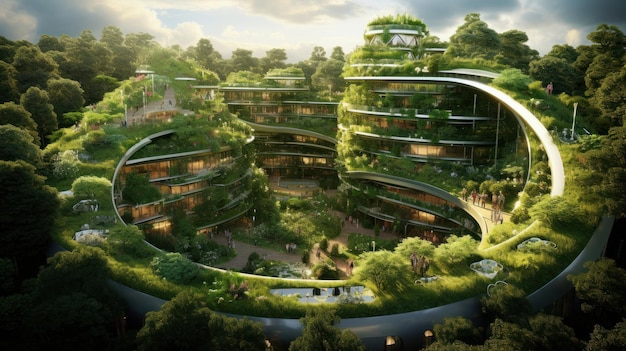 Jardim de construção ecológica sustentável