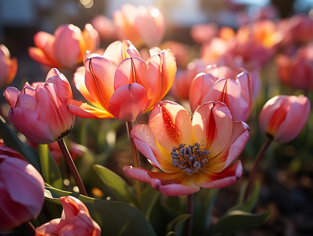 Jardim de flores de tulipa