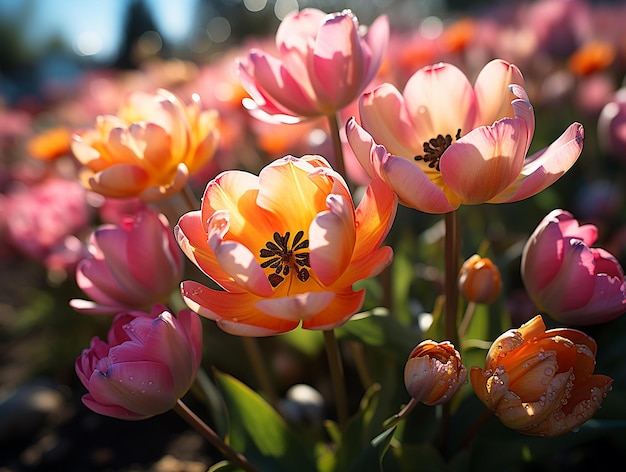 Jardim de flores de tulipa