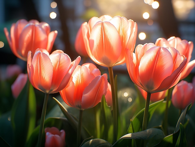 Jardim de flores de tulipa