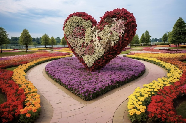 Foto jardim de flores em forma de coração