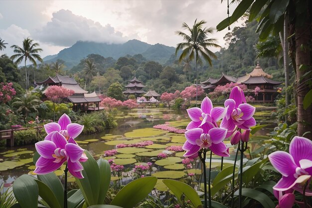 Foto jardim de orquídeas de bornéu da malásia