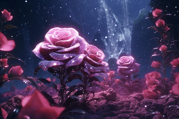 Jardim de rosas galáctico com flores feitas de 00106 03 cósmico