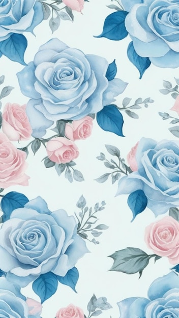 Jardim de rosas sonhador em azul bebê e rosa bebê