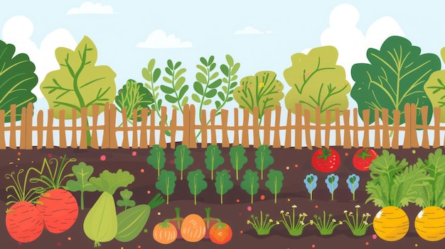 jardim de vegetais de desenho animado