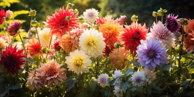 Jardim de verão perfumado, natureza colorida e vida vegetal florescente em um cenário opulento