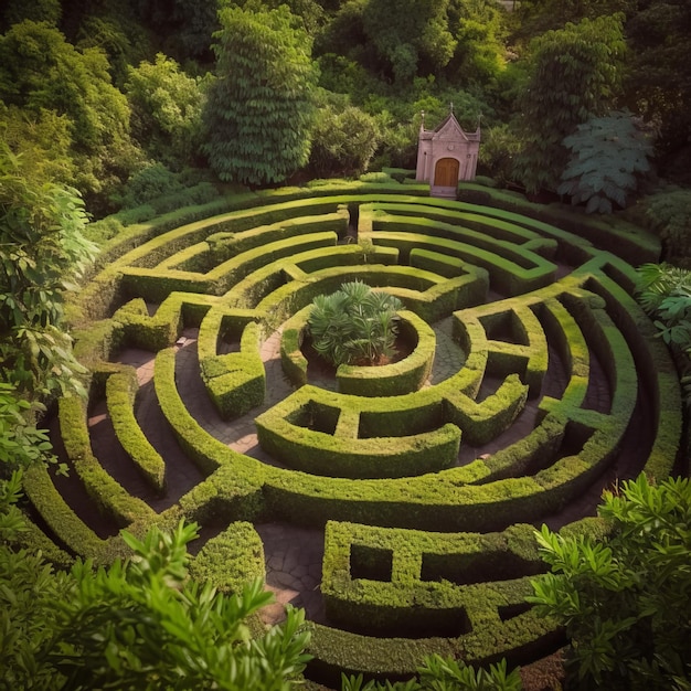 Jardim Encantado com Labirinto de Plantas