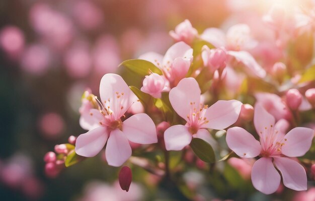 Jardim ensolarado com flores de jasmim rosa