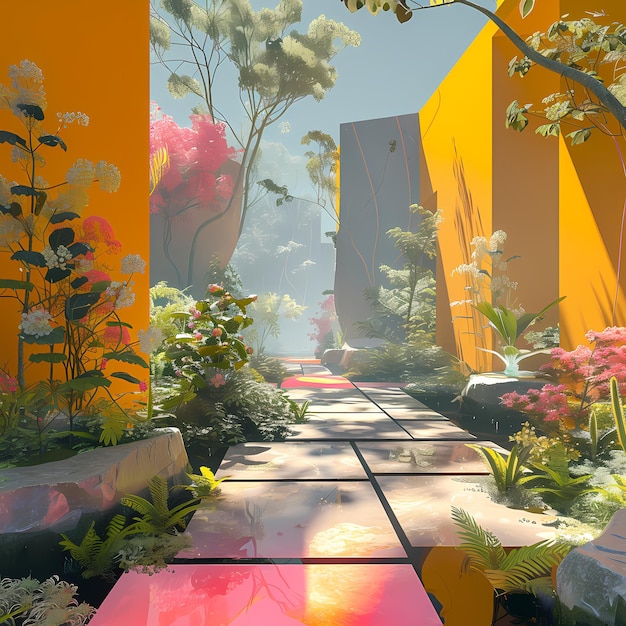 Foto jardim etéreo realidade virtual éden