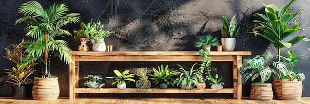 Jardim interior vibrante com plantas em vaso Verde e exuberante Decoração da casa Ambiente natural e fresco