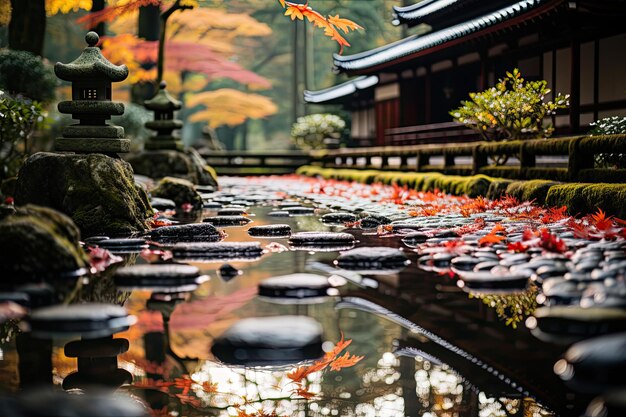 Foto jardim sereno zen em kyoto, japão