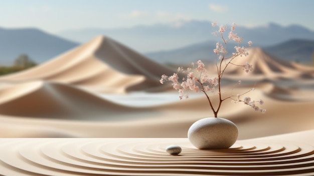 Foto jardim zen vazio com areia raspada e pedras lisas sereno e minimalista simbolizando a atenção plena um