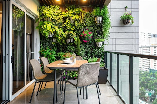 Jardín de balcón de pequeño espacio contemporáneo