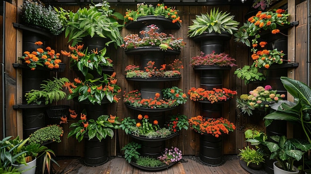 El jardín botánico de la torre diseñado en el fondo