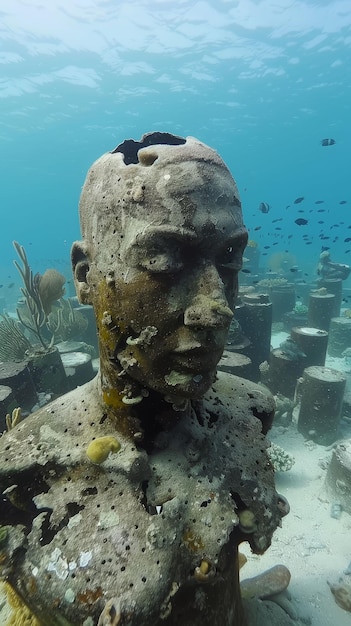 Jardín de esculturas bajo el mar arte se encuentra con la vida marina