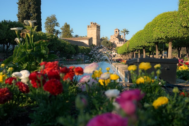 Jardín exterior del Alcázar de Córdoba Andalucía España