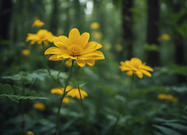 Un jardín de flores amarillas