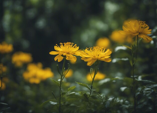 Foto un jardín de flores amarillas