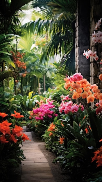 Un jardín con flores de colores