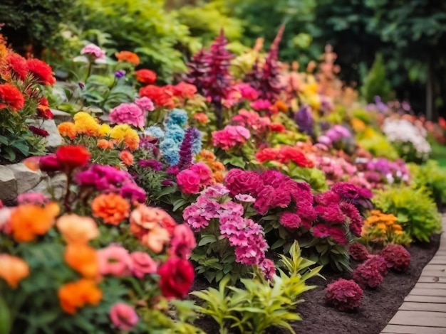 un jardín de flores con una gran variedad de colores