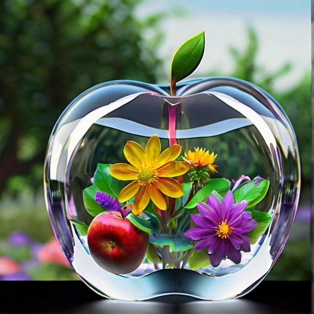 Foto un jardín con flores y plantas coloridas que crecen dentro del cristal