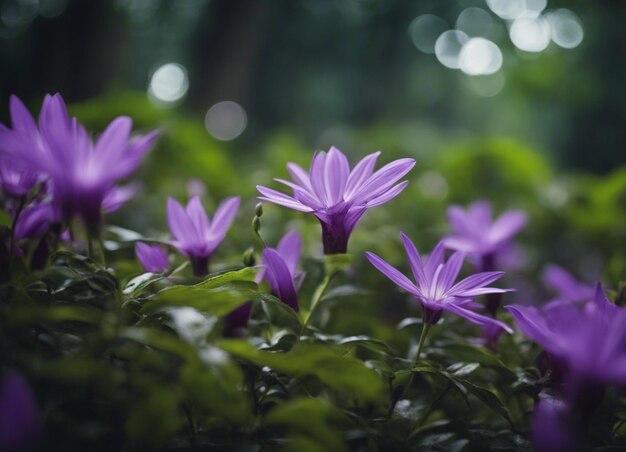 Un jardín de flores púrpuras