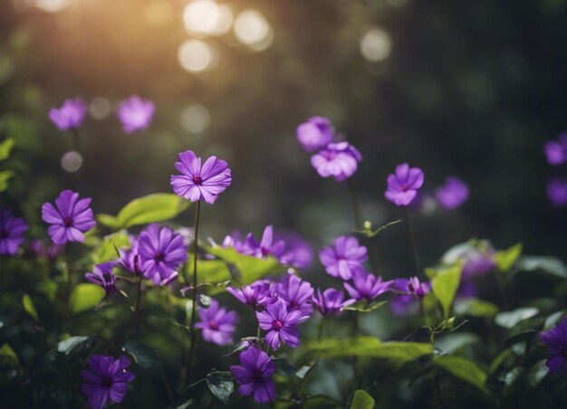 Un jardín de flores púrpuras