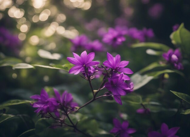 Un jardín de flores púrpuras