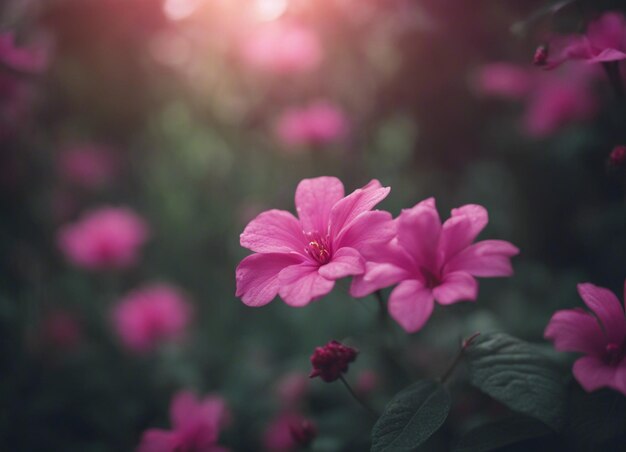 Foto un jardín de flores rosadas