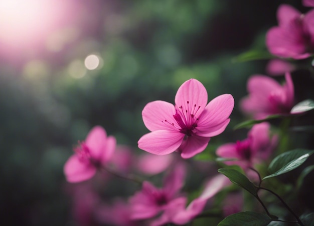 Un jardín de flores rosadas