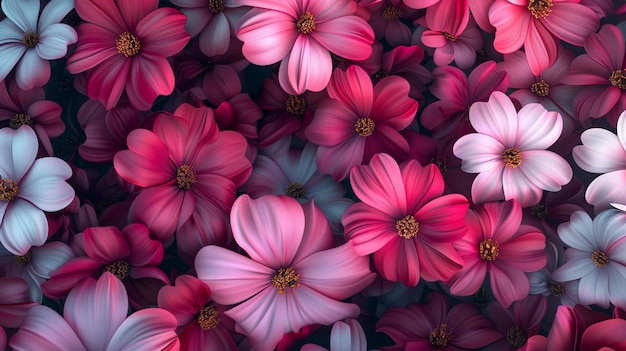 Foto jardín de flores rosas y blancas hermosa exhibición de flores